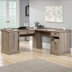 Sauder® Barrister Lane 69"W L-Shaped Computer Desk, Salt Oak + Chair Item #(contact info removed)