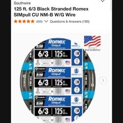 Wire 6/3. 125ft.   
