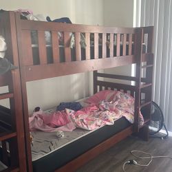 Two Set Of Wood Bunked Beds 