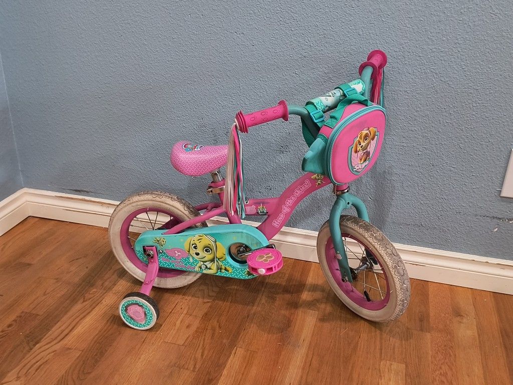 12" Paw Patrol Skye Hero Of The Skies Girls Bike with Training Wheels