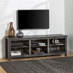 Woven Paths Open Storage TV Stand for TVs up to 80", Charcoal
