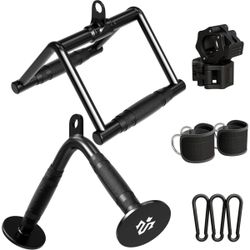 Mikolo Cable Attachments for Gym, Heavy-Duty Cable Machine Attachment Set with LAT Pulldown, V Bar, Double D Handle, Ankle Straps, and Barbell Clamps