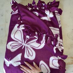 Butterfly handmade tie blanket 48” x  60” 