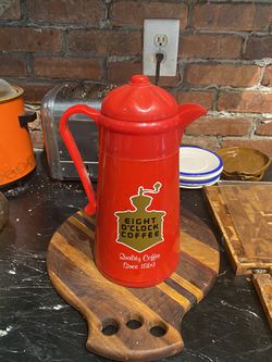 Vintage Eight O Clock Heavy Plastic Red Coffee Carafe Thumbnail