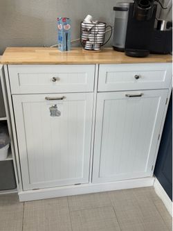 Coffee bar with hide away trash can