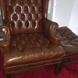 Antique Leather Wingback Chair(Both Furniture Included) + ⛔️10% Discount ‼️