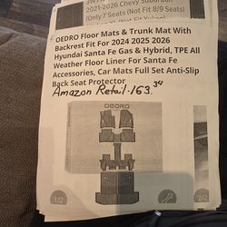 Floor mats for a 2024 to 26, Hyundai. Santa