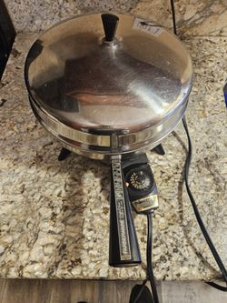 Vintage Farberware 12" Stainless Steel Electric Skillet Fry Pan w/ Dome Lid