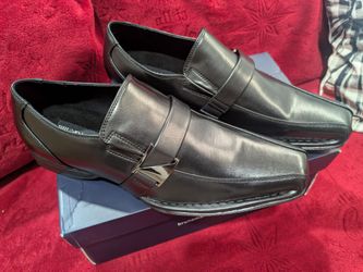 Bruno Marc Black Leather Dress Loafers Size 10