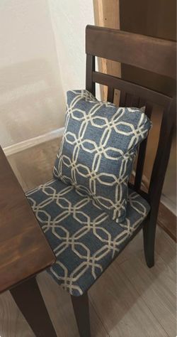Dark Wood Dining Table with 4 Upholstered Chairs