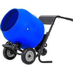 Cement Mixer 4 Cu.Ft. Portable Electric Poly Drum Concrete Mixer, Heavy Duty Power Cement Mixing Machine for Mortar, Stucco and Fodder
