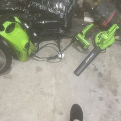 Power Washer Leaf Blower And Chain Saw Set 