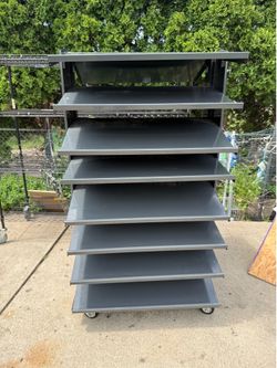 Heavy duty double-sided rolling bin rack