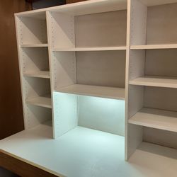 Desk with Shelving and Printer Stand