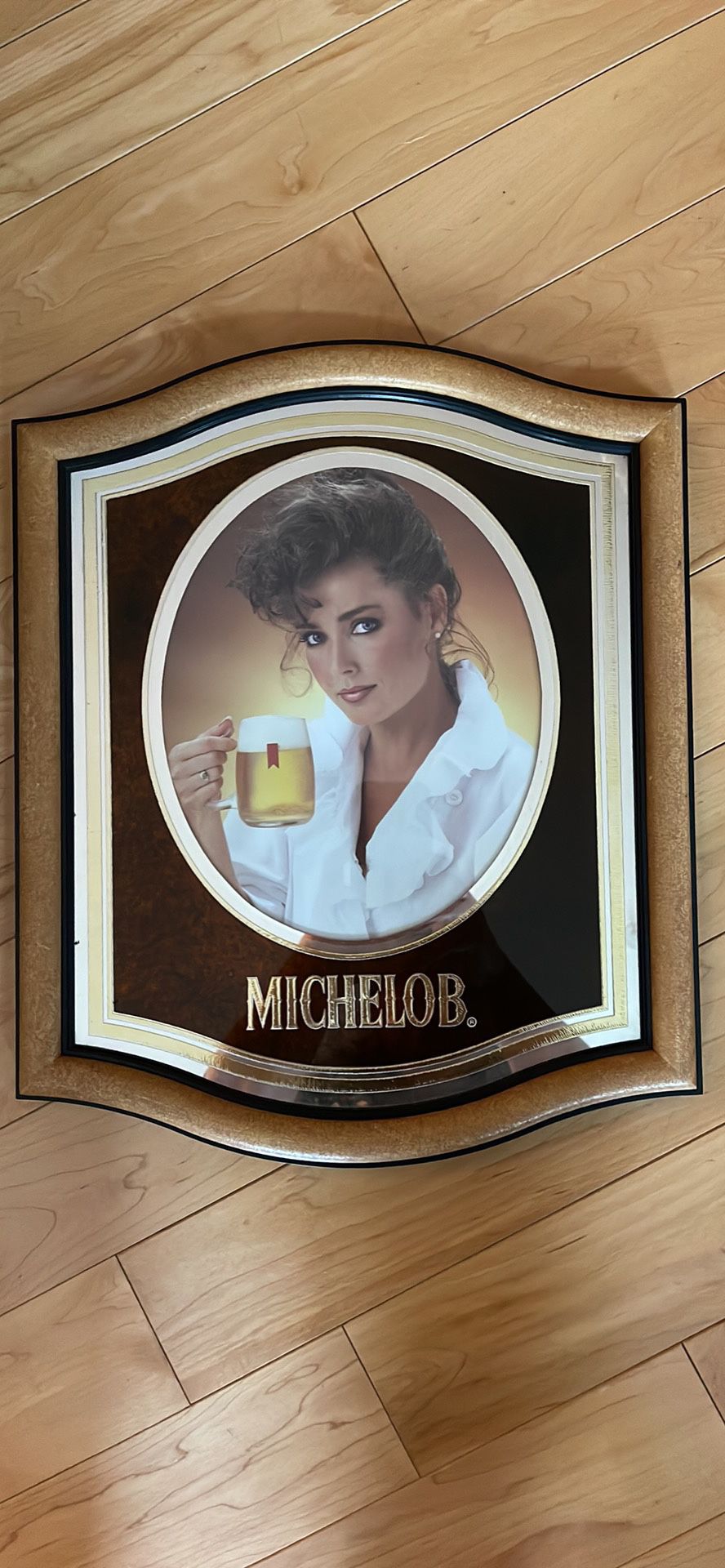 Michelob vintage framed mirrored beer sign