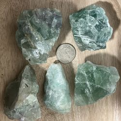 green and rainbow flourite raw chunks