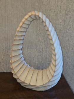 Abstract White & Gray Shell Loop Decorative Sculpture Figurine, Contemporary