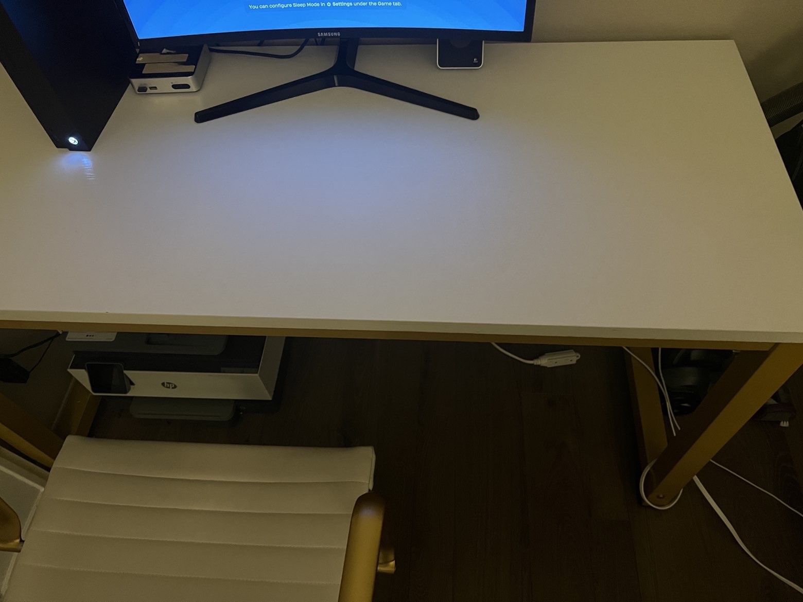 Gold Table With Gold And White Chair For The Office 