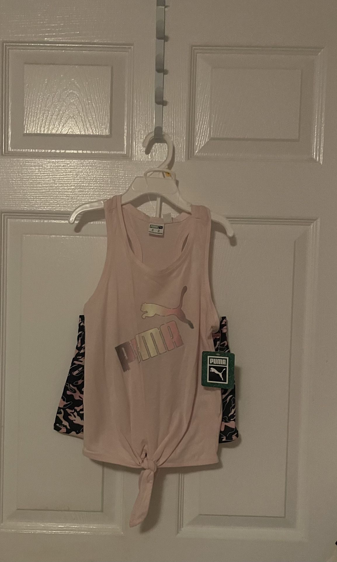 Brand New Girls Puma Light Pink & Black Short Set Size 6X Kids