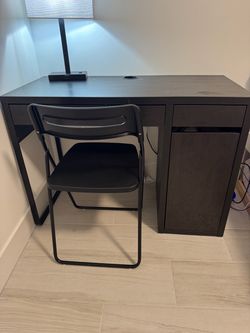 IKEA Micke Black-Brown Desk with Chair