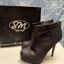 Fwd: SM NEW YORK ARIA BLACK WOMENS STILLETO ANKLE BOOT PUMPS