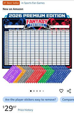 Fantasy Football Draft Board 2026 Kit – Extra Large Set with 491 Player Labels – Premium Color Edition - 2026-2027 Fantasy Football Draft Board Set