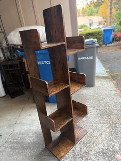 Dark Wood Staggered Bookshelf Display Stand 2 available. $40 for one, $70 for both