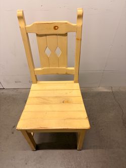 Pair of Solid Wood Yellow Dining Chairs – $50 for Both