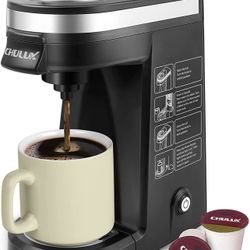 CHULUX Single Serve Coffee Maker Brewer for Single Cup Capsule with 12 Ounce Reservoir, Black