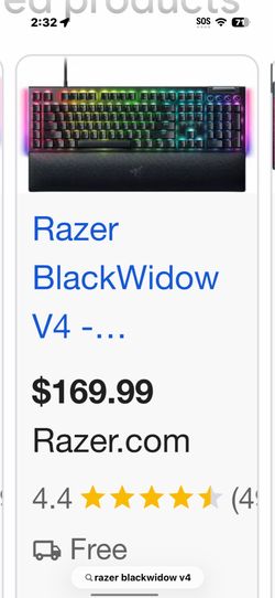 Razer Blackwidow V4 gaming keyboard with rgb lights
