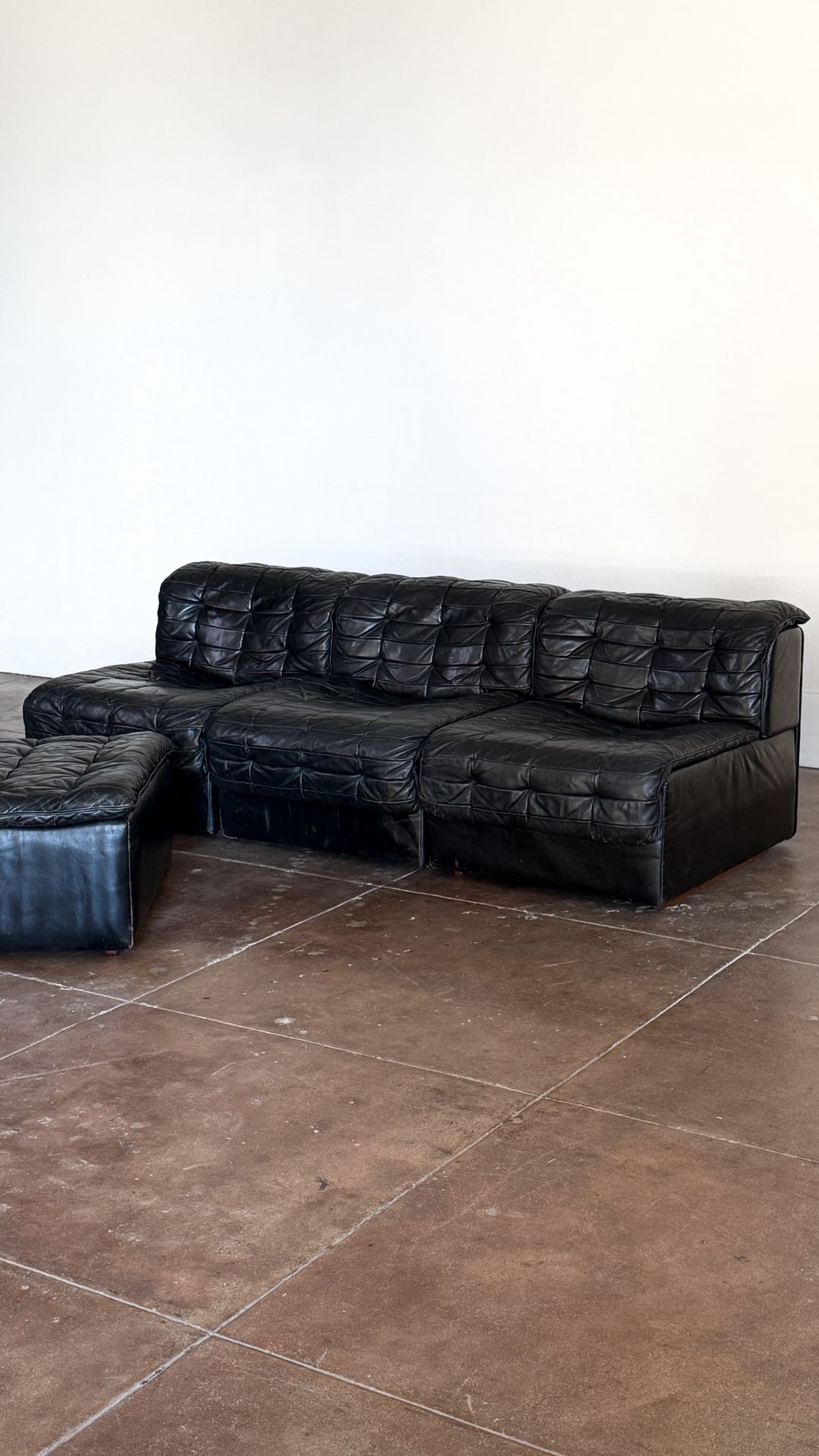 1970s Patchwork DeSede Leather Modular Sofa