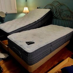 Adjustable Bedding Base "SHERWOOD" bedding W/ 2 AIRELOOM  "Serenity Streamline" Luxury Handcrafted Matresses 