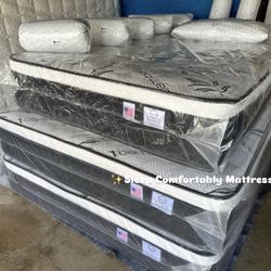 🆓Free 2 pillows🆓 🔹Mattress pillow top 🔸12” inches 🟢Queen $199 🟡Full $180 🟠Twin $130 🔴King $299 🔵Cal king $299 ☑️Delivery available $20🚚  Pil