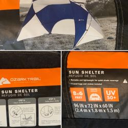Ozark Trail Beach Tent 8’x6’ UV Protection Sun Shelter