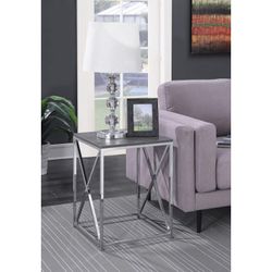 Brand New in Box Weathered Gray/Chrome End Table /Side Table