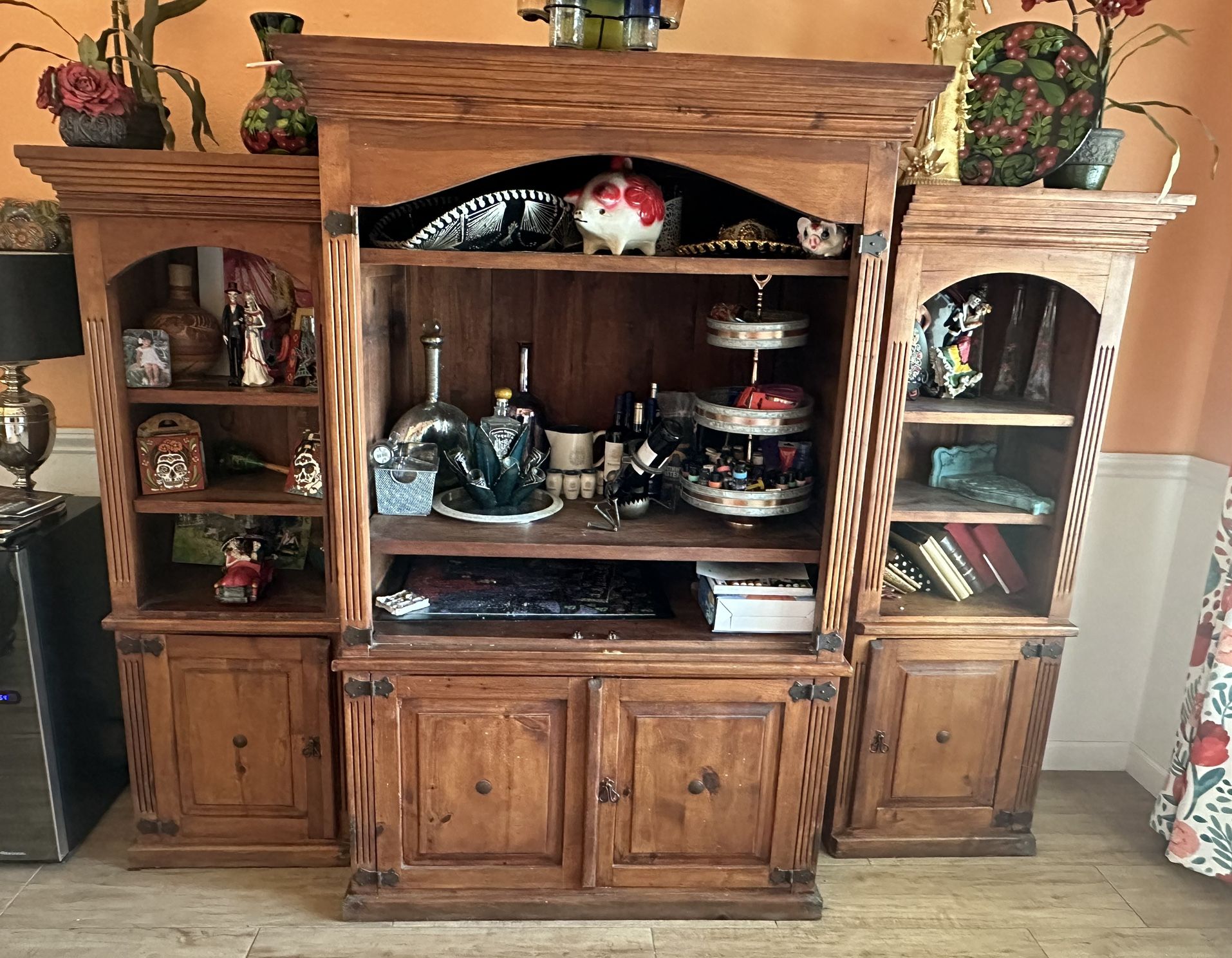 Rustic Mexican Pine Entertainment Center/ Cabinet