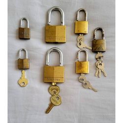Small Shackle Locks with Keys, 7pc Lock Set