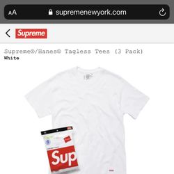 Supreme hanes white 3 pack