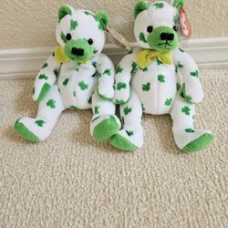 Beanie Babies  Ty Beanie Bears Collection Clover Bear  Shamrock Bear  Saint Patrick's Day Gift 