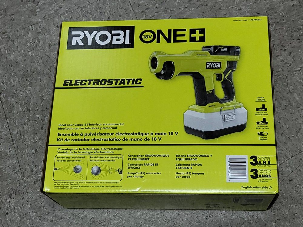 Ryobi Electrostatic One+ PSP02K2 Cordless Sprayer Kit 2 Batteries & Charger PSP02K