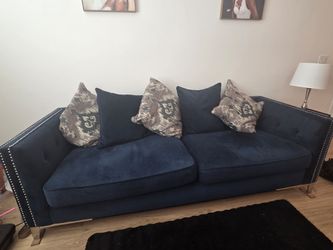 Goose down Sofa Navy Blue w silver studs