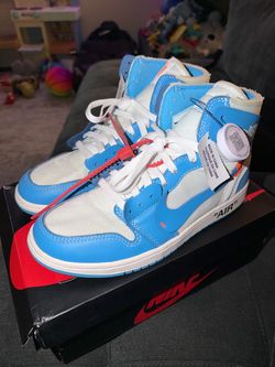 Size 9 Jordan 1 Off-White UNC University Blue w/ Original Box
