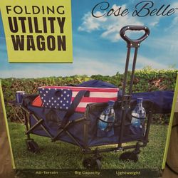 Folding Utility Wagon All-Terrain Collapsible Outdoor Cart 