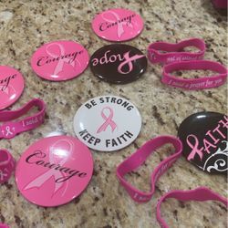 Breast Cancer Awareness Bracelets & Pins