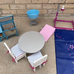American Girl Doll Gym Set, Dog Bath, Chicken Coop, Table & Chairs