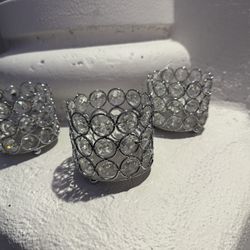 100 3x3 Faux Crystal Silver Candleholder 