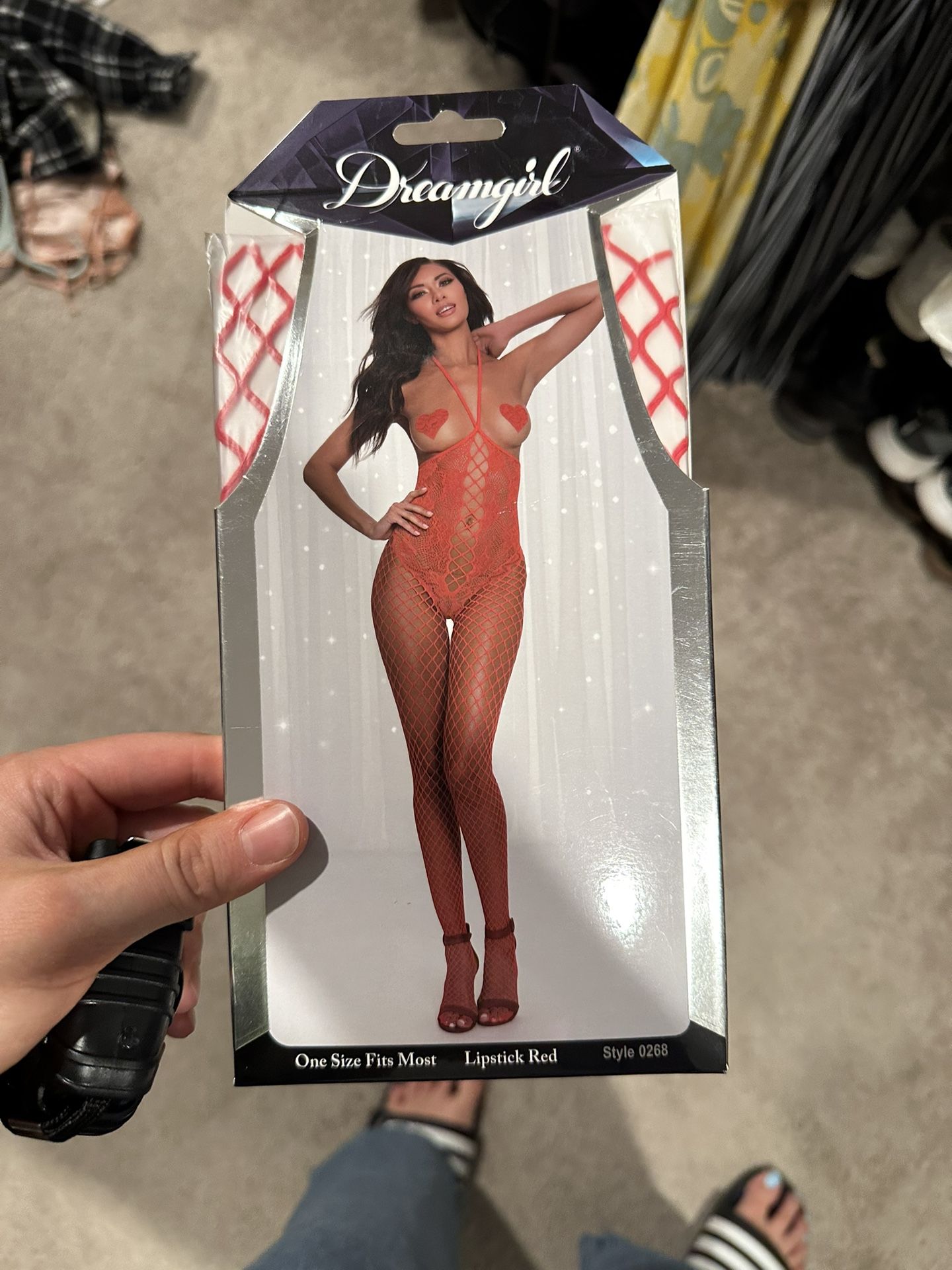 Red Fishnet Bodysuit Lingerie