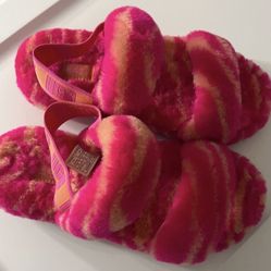 Hot Pink/ Zebra  Uggs Slides