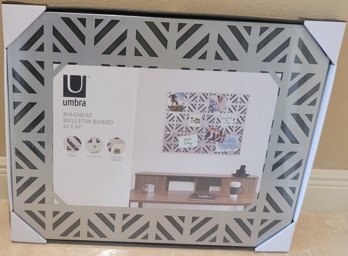 Umbra Bulletboard Wall Mounted Bulletin, Magnetic, Message Board, 25" X 20" Charcoal
