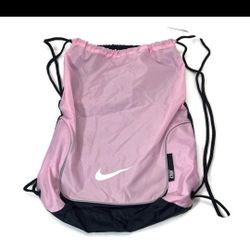 Nike Corded Drawstring Backpack Gym Tote Bag Lightweight Durable Pink & Black